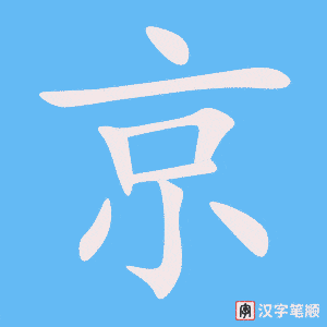 《京》的笔顺动画写字动画演示