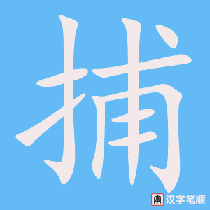 《捕》的笔顺动画写字动画演示