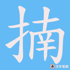 《揇》的笔顺动画写字动画演示