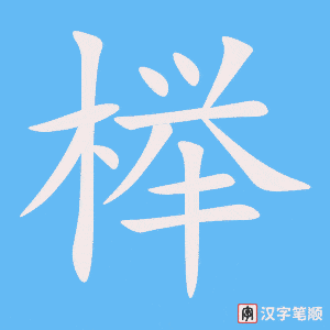 《榉》的笔顺动画写字动画演示