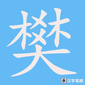 《樊》的笔顺动画写字动画演示