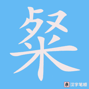 《粲》的笔顺动画写字动画演示