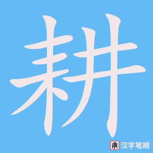 《耕》的笔顺动画写字动画演示