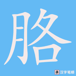 《胳》的笔顺动画写字动画演示