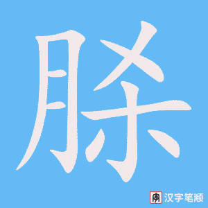 《脎》的笔顺动画写字动画演示