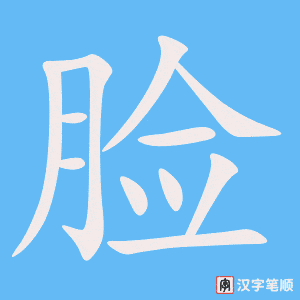 《脸》的笔顺动画写字动画演示