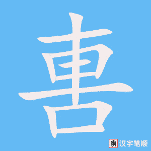 《軎》的笔顺动画写字动画演示