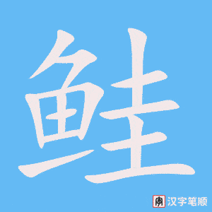 《鲑》的笔顺动画写字动画演示