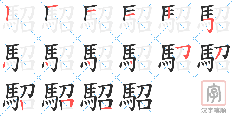 《駋》的笔顺分步演示（一笔一画写字）