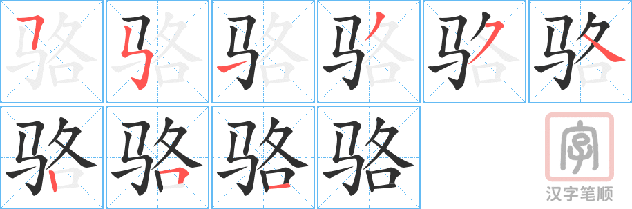《骆》的笔顺分步演示（一笔一画写字）